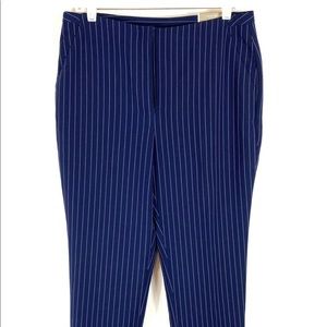 Chicos The Ultimate Fit Ankle Dress Pant Trouser Navy Pinstripe Sz 1